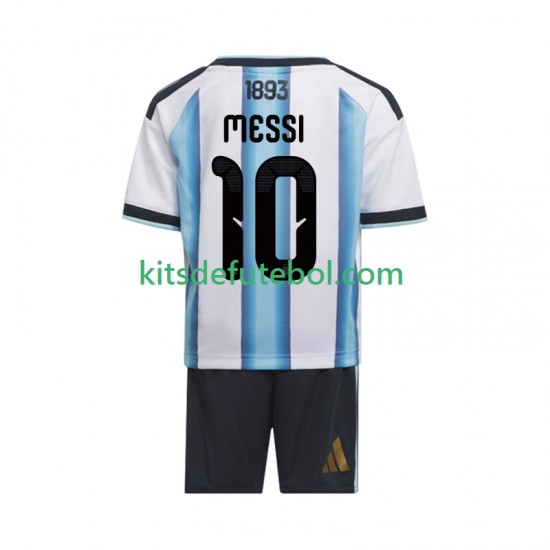 Camisola Seleção da Argentina Lionel Messi 10 Criança Equipamento principal Mundial 2026 Mangas Curtas