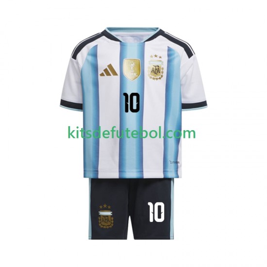Camisola Seleção da Argentina Lionel Messi 10 Criança Equipamento principal Mundial 2026 Mangas Curtas