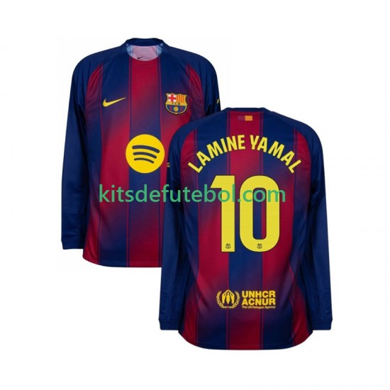 Camisola FC Barcelona Lamine Yamal 10 Homem Equipamento principal 2025-2026 Mangas Compridas