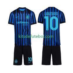 Camisola Inter de Milão Lautaro Martinez 10 Criança Equipamento principal 2025-2026 Mangas Curtas