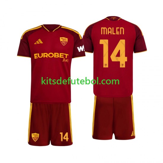 Camisola AS Roma Donyell Malen 14 Criança Equipamento principal 2026-2027 Mangas Curtas