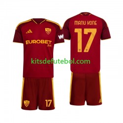 Camisola AS Roma Manu Kone 17 Criança Equipamento principal 2026-2027 Mangas Curtas