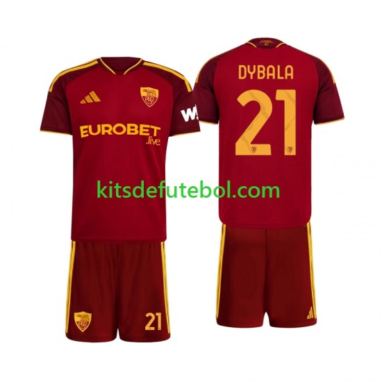 Camisola AS Roma Paulo Dybala 21 Criança Equipamento principal 2026-2027 Mangas Curtas
