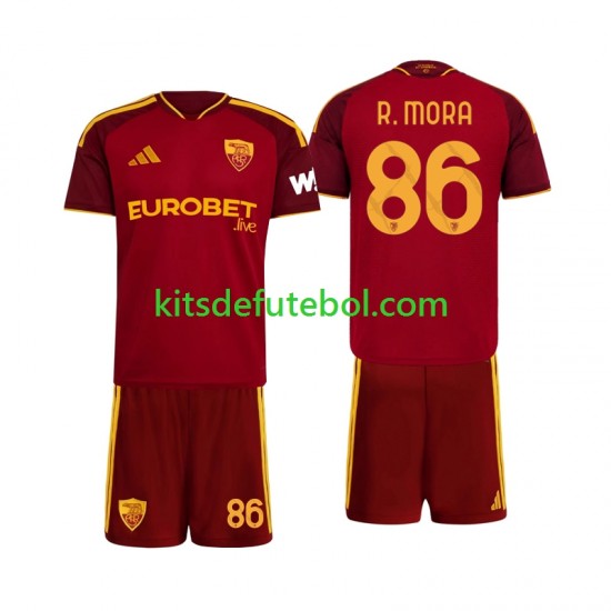 Camisola AS Roma Rodrigo Mora 86 Criança Equipamento principal 2026-2027 Mangas Curtas