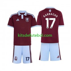 Camisola Aston Villa Alejandro Garnacho 17 Criança Equipamento principal 2026-2027 Mangas Curtas