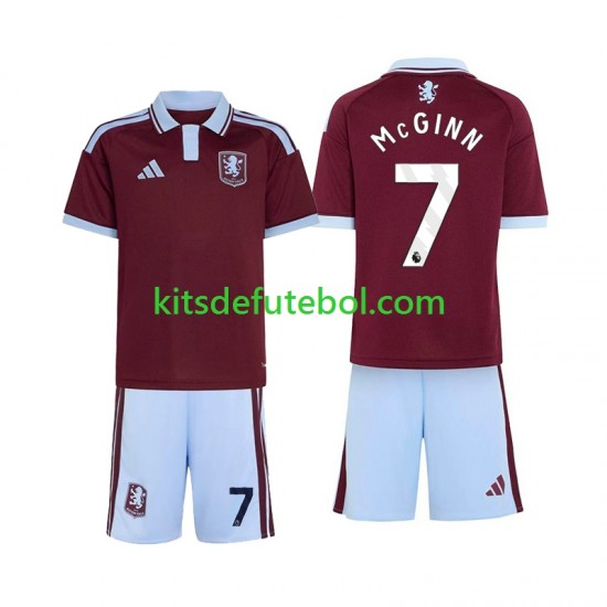 Camisola Aston Villa John McGinn 7 Criança Equipamento principal 2026-2027 Mangas Curtas
