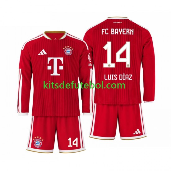 Camisola Bayern de Munique Luis Diaz 14 Criança Equipamento principal 2026-2027 Mangas Compridas