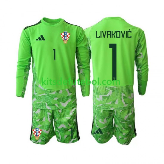 Camisola de Guarda-redes Seleção da Croata Dominik Livakovic 25 Criança Equipamento principal 2026-2027 Mangas Compridas