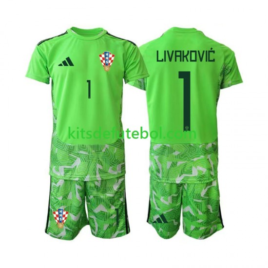 Camisola de Guarda-redes Seleção da Croata Dominik Livakovic 25 Criança Equipamento principal 2026-2027 Mangas Curtas