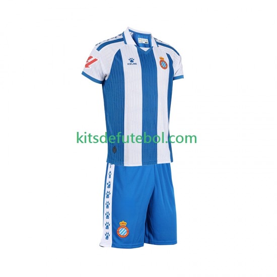 Camisola RCD Espanyol Criança Equipamento principal 2025-2026 Mangas Curtas