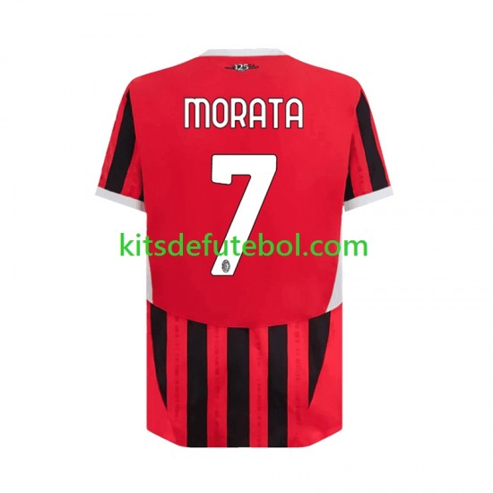 Camisola AC Milan Alvaro Morata 7 Homem Equipamento principal 2024-2025 Mangas Curtas