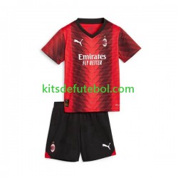 Camisola AC Milan Criança Equipamento principal 2023-2024 Mangas Curtas