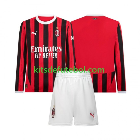 Camisola AC Milan Criança Equipamento principal 2024-2025 Mangas Compridas