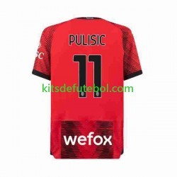 Camisola AC Milan Christian Pulisic 11 Homem Equipamento principal 2023-2024 Mangas Curtas