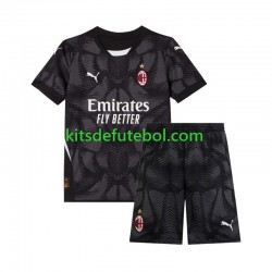 Camisola de Guarda-redes AC Milan Preto Criança Equipamento principal 2024-2025 Mangas Curtas