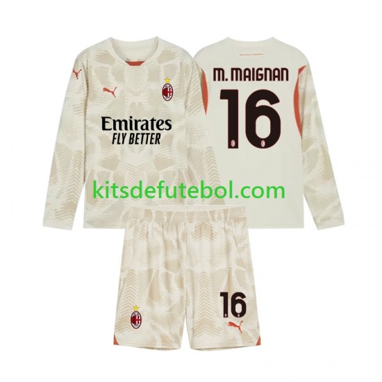Camisola de Guarda-redes AC Milan Mike Maignan 16 Criança Terceiro equipamento 2024-2025 Mangas Compridas