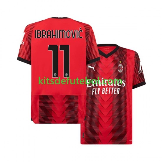 Camisola AC Milan Ibrahimovic 11 Homem Equipamento principal 2023-2024 Mangas Curtas