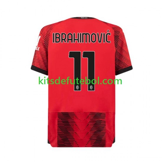 Camisola AC Milan Ibrahimovic 11 Homem Equipamento principal 2023-2024 Mangas Curtas