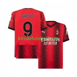 Camisola AC Milan Olivier Giroud 9 Homem Equipamento principal 2023-2024 Mangas Curtas