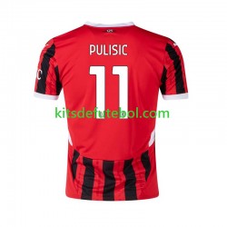 Camisola AC Milan Pulisic 11 Homem Equipamento principal 2024-2025 Mangas Curtas