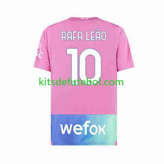 Camisola AC Milan Rafael Leao 10 Homem Terceiro equipamento 2023-2024 Mangas Curtas