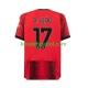 Camisola AC Milan Rafael Leao 17 Homem Equipamento principal 2023-2024 Mangas Curtas