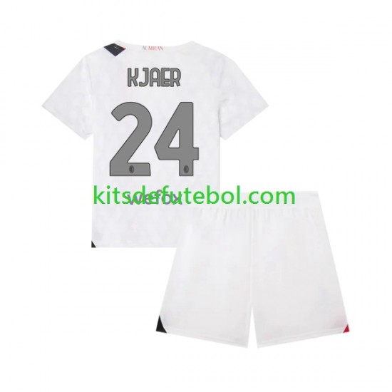 Camisola AC Milan Simon Kjaer 24 Criança Equipamento alternativo 2023-2024 Mangas Curtas