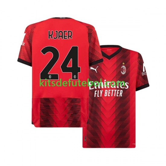 Camisola AC Milan Simon Kjaer 24 Homem Equipamento principal 2023-2024 Mangas Curtas