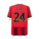 Camisola AC Milan Simon Kjaer 24 Homem Equipamento principal 2023-2024 Mangas Curtas