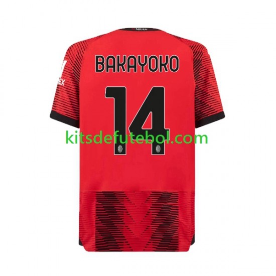 Camisola AC Milan Tiemoue Bakayoko 14 Homem Equipamento principal 2023-2024 Mangas Curtas