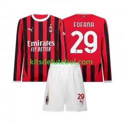 Camisola AC Milan Youssouf Fofana 29 Criança Equipamento principal 2024-2025 Mangas Compridas