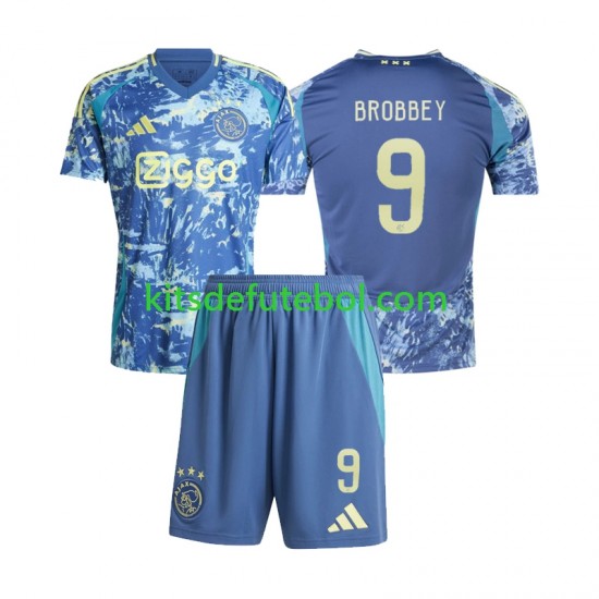 Camisola AFC Ajax Brian Brobbey 9 Criança Equipamento alternativo 2024-2025 Mangas Curtas