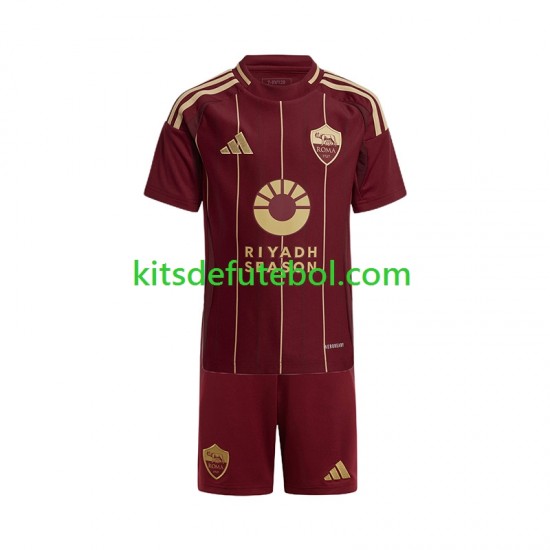 Camisola AS Roma Criança Equipamento principal 2024-2025 Mangas Curtas