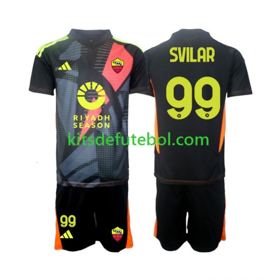 Camisola de Guarda-redes AS Roma Mile Svilar 99 Criança Equipamento principal 2024-2025 Mangas Curtas