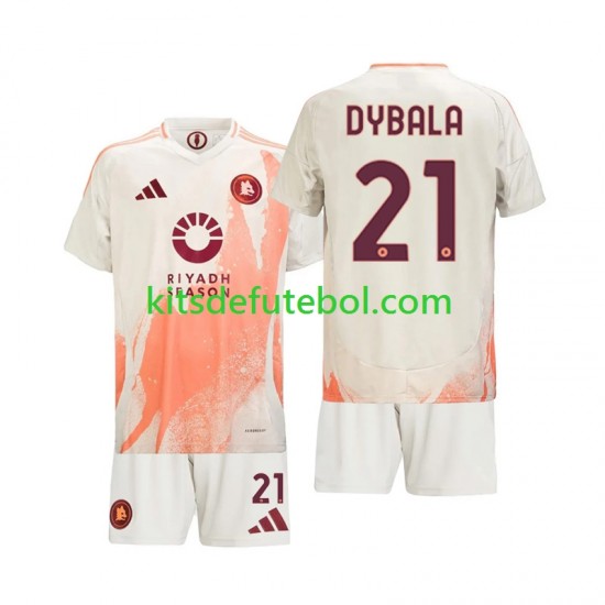 Camisola AS Roma Paulo Dybala 21 Criança Equipamento alternativo 2024-2025 Mangas Curtas