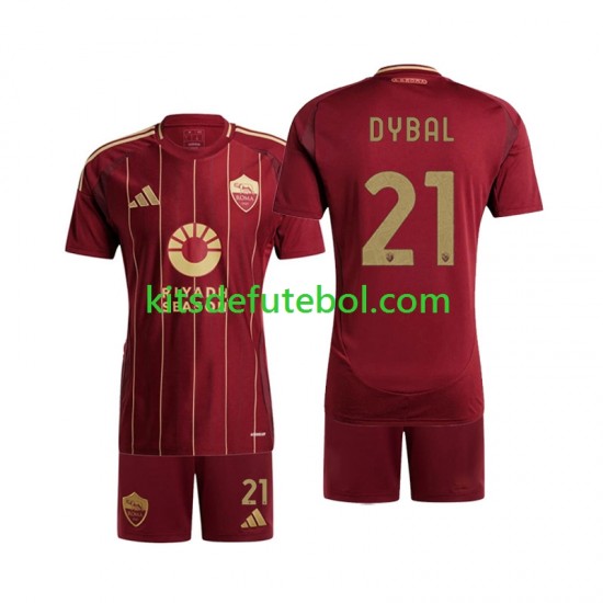 Camisola AS Roma Paulo Dybala 21 Criança Equipamento principal 2024-2025 Mangas Curtas