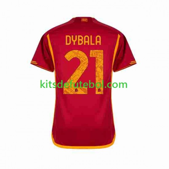 Camisola AS Roma Paulo Dybala 21 Homem Equipamento principal 2023-2024 Mangas Curtas