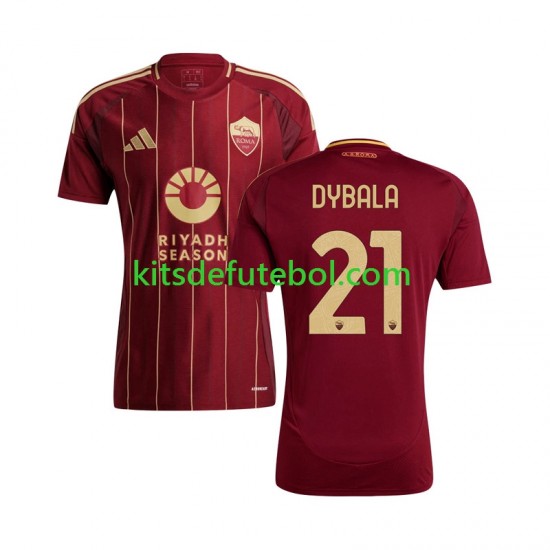 Camisola AS Roma Paulo Dybala 21 Homem Equipamento principal 2024-2025 Mangas Curtas