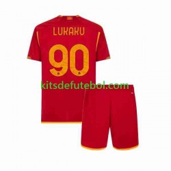 Camisola AS Roma Romelu Lukaku 90 Criança Equipamento principal 2023-2024 Mangas Curtas