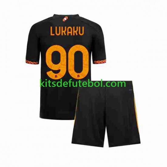 Camisola AS Roma Romelu Lukaku 90 Criança Terceiro equipamento 2023-2024 Mangas Curtas