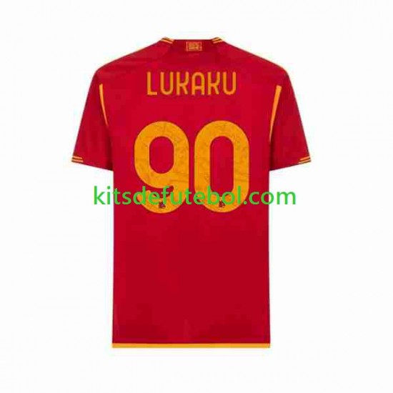 Camisola AS Roma Romelu Lukaku 90 Homem Equipamento principal 2023-2024 Mangas Curtas