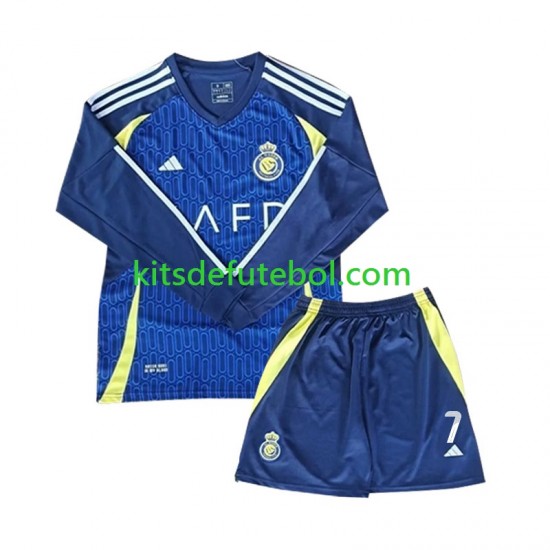 Camisola Al-Nassr Cristiano Ronaldo 7 Criança Equipamento alternativo 2024-2025 Mangas Compridas