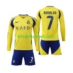 Camisola Al-Nassr Cristiano Ronaldo 7 Criança Equipamento principal 2024-2025 Mangas Compridas