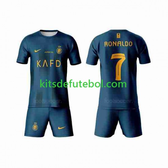 Camisola Al-Nassr Ronaldo 7 Criança Equipamento alternativo 2023-2024 Mangas Curtas