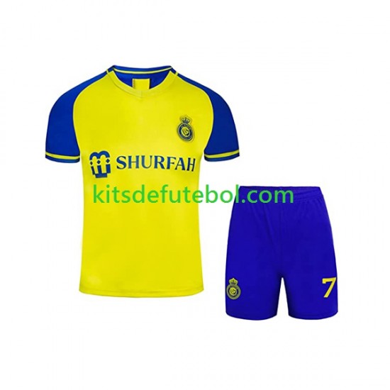 Camisola Al-Nassr Ronaldo 7 Criança Equipamento principal 2022-2023 Mangas Curtas