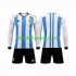 Camisola Seleção da Argentina 3 Stars Criança Equipamento principal Mundial 2022 Mangas Compridas