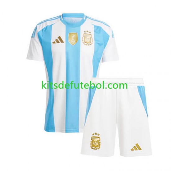 Camisola Seleção da Argentina Copa America Criança Equipamento principal 2024 Mangas Curtas