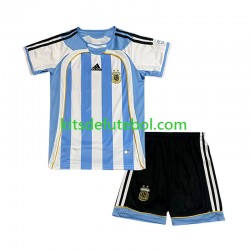 Camisola Retrô Seleção da Argentina Criança Equipamento principal 2006 Mangas Curtas