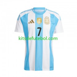 Camisola Seleção da Argentina De Paul 7 Copa America Homem Equipamento principal 2024 Mangas Curtas