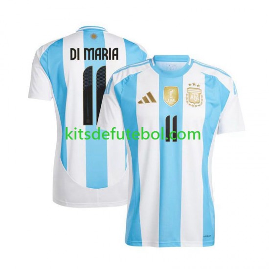 Camisola Seleção da Argentina Di Maria 11 Copa America Homem Equipamento principal 2024 Mangas Curtas